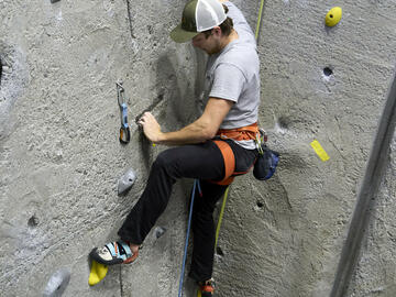 climbing on UCalgary wall